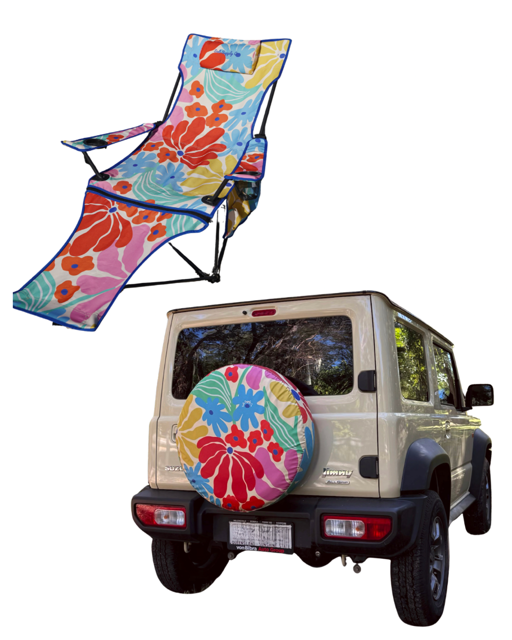 Soli Supply Co Rainbow Bundle with matching camp chair and tyre cover