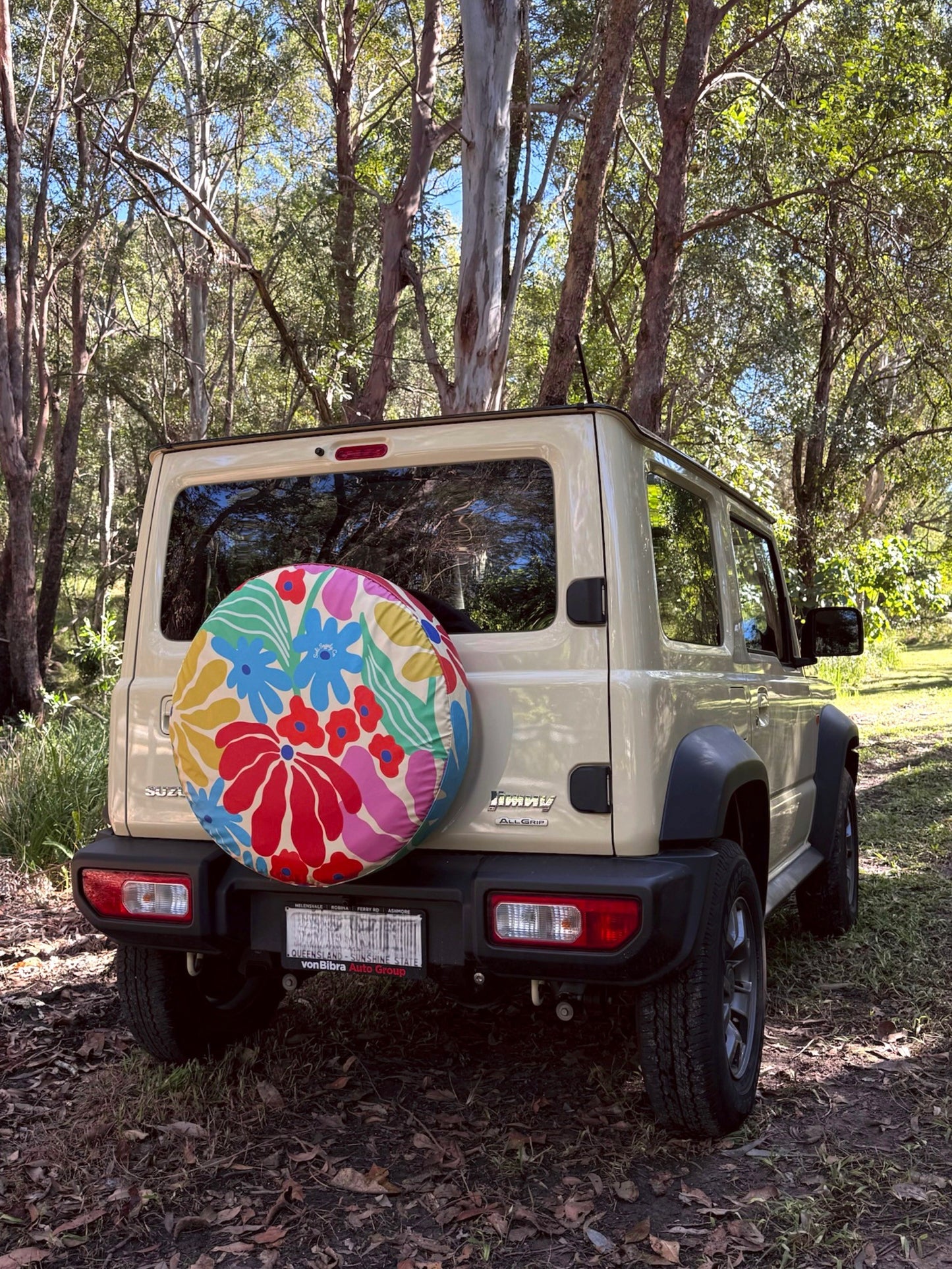 Rainbow Floral Spare Tyre Cover