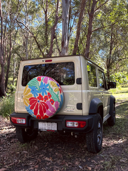 Rainbow Floral Spare Tyre Cover
